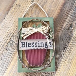Farmhouse Rustic Blessings Apple Sign Wall Decor